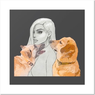 Portrait of women with 2 #dogs Posters and Art